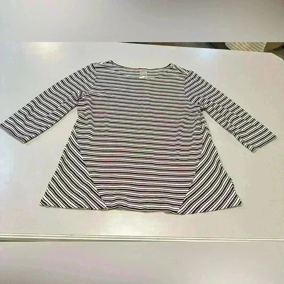 Chicos Striped Knit Blouse Size Large (Size 2) - Picture 1 of 5